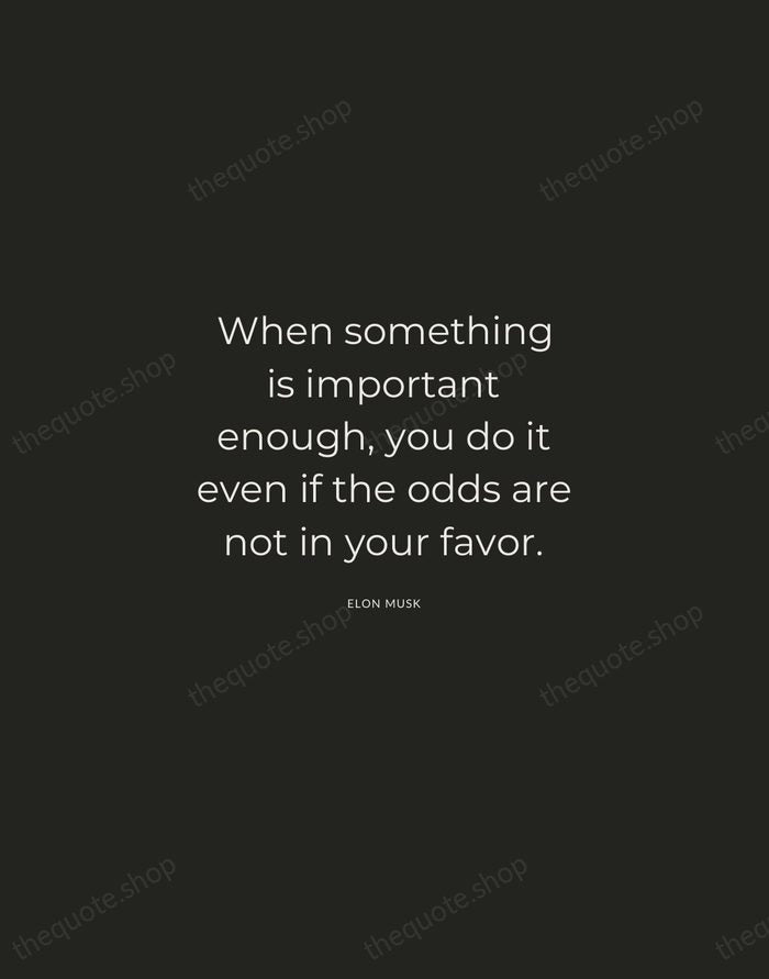 When something is important enough, you do it even if the odds… — Elon Musk — Charcoal Sans