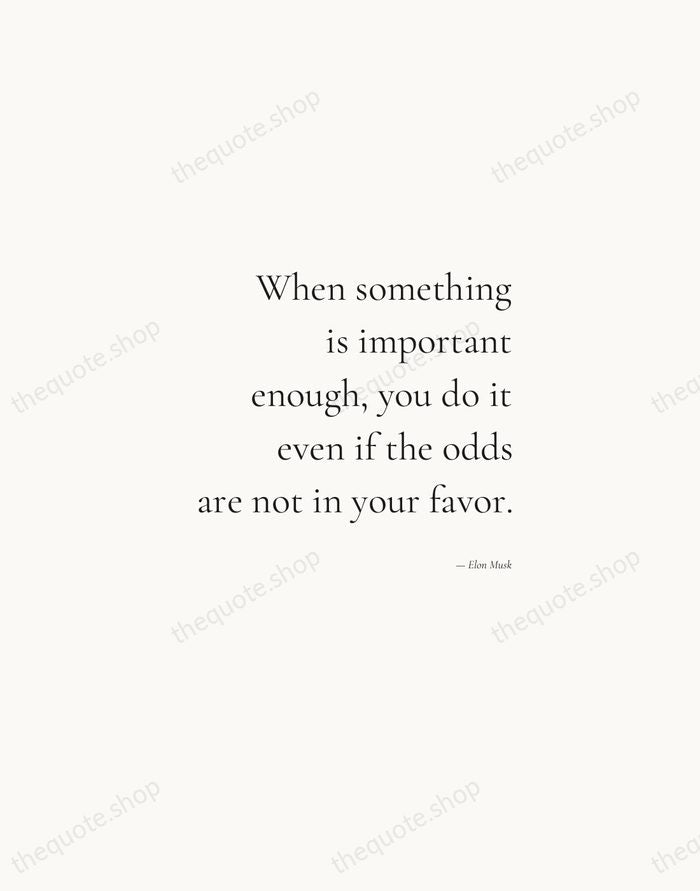 When something is important enough, you do it even if the odds… — Elon Musk — Soft Serif Right
