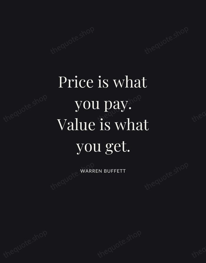 Price is what you pay. Value is what you get. — Warren Buffett | Printable Wall Art — Midnight Serif