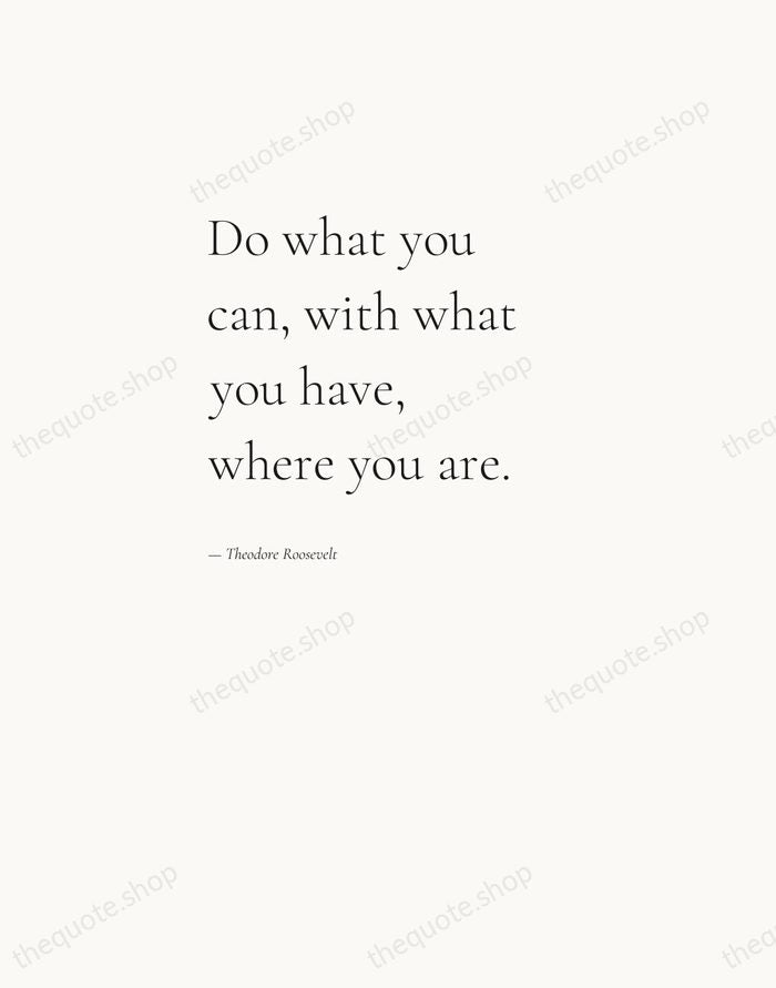 Do what you can, with what you have, where you are. — Theodore Roosevelt — Editorial Left Serif