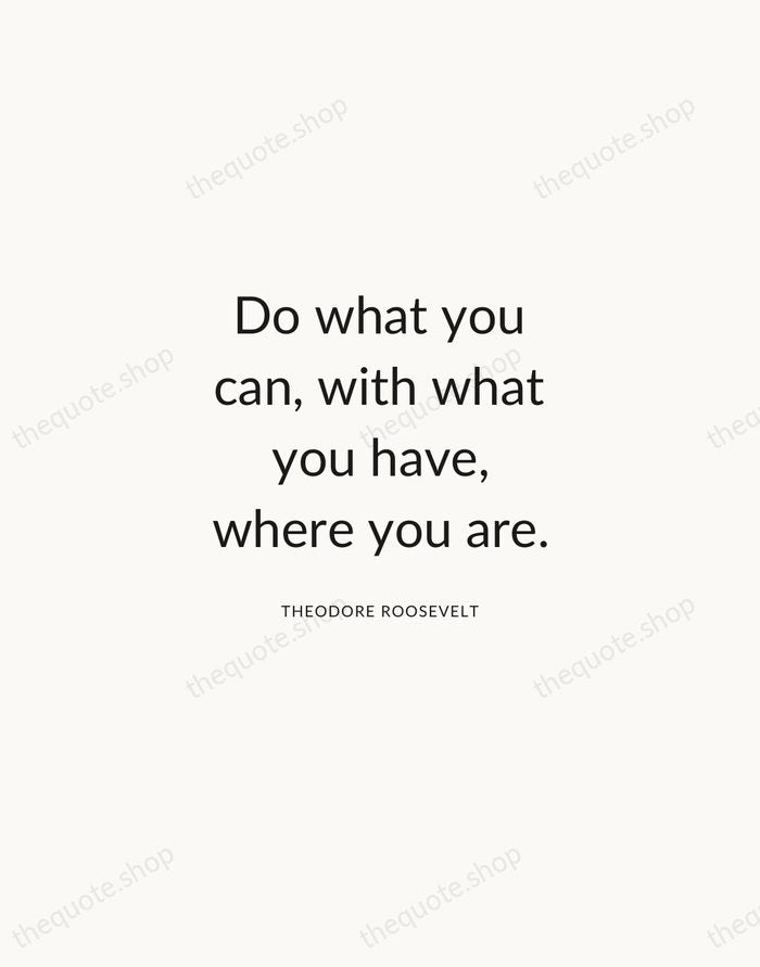Do what you can, with what you have, where you are. — Theodore Roosevelt — Modern Sans Calm
