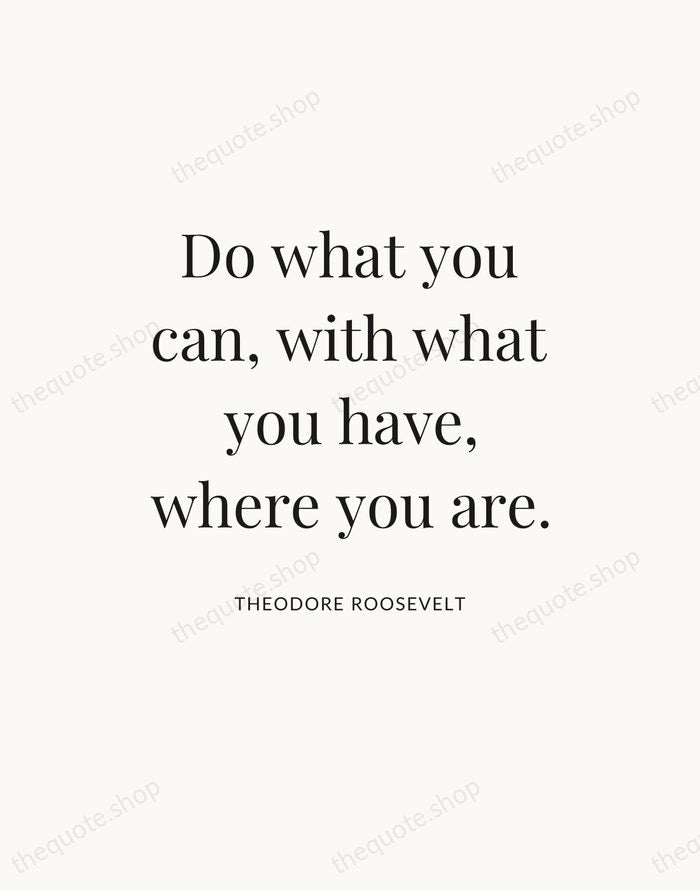 Do what you can, with what you have, where you are. — Theodore Roosevelt — Statement Serif