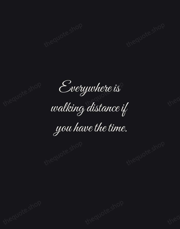 Everywhere is walking distance if you have the time. — Steven Wright — Night Script