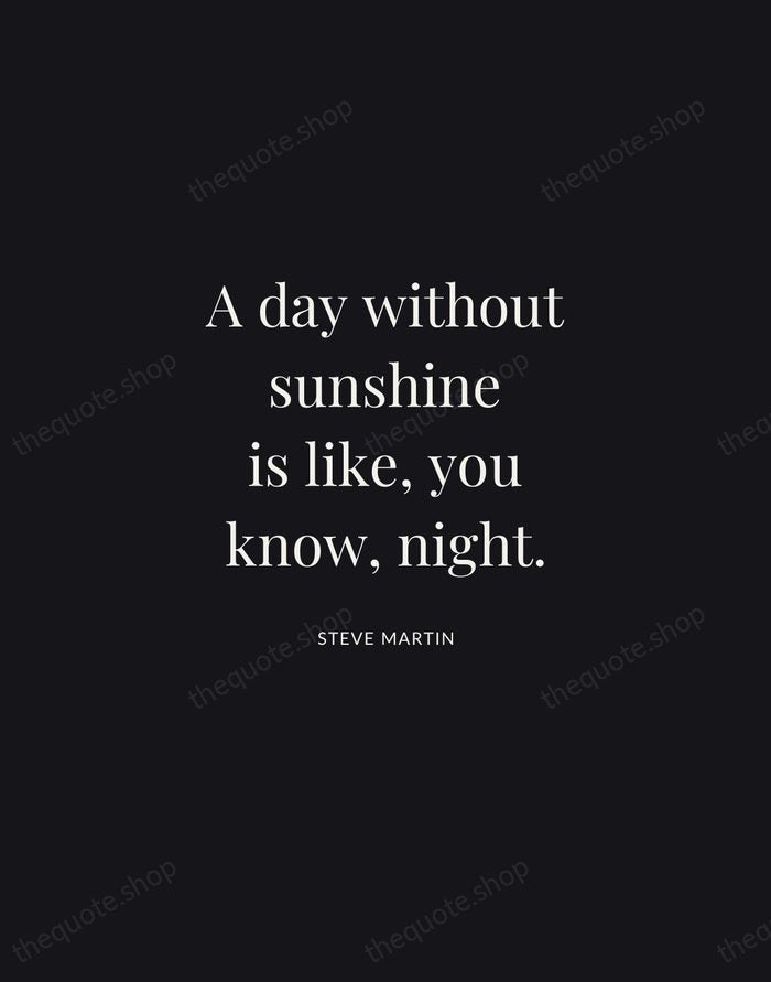 A day without sunshine is like, you know, night. — Steve Martin | Printable Wall Art — Midnight Serif