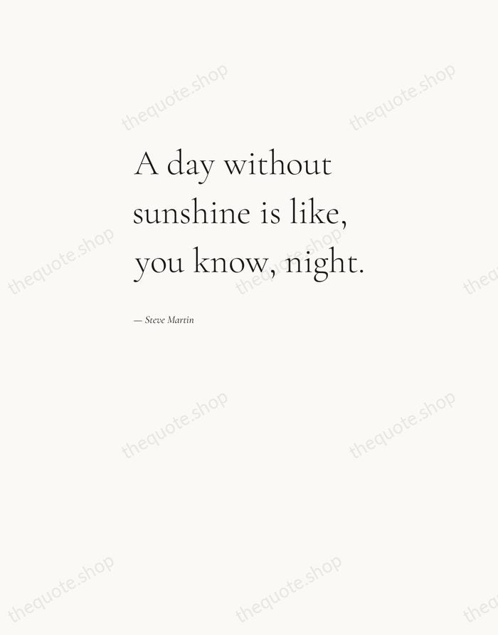 A day without sunshine is like, you know, night. — Steve Martin — Editorial Left Serif