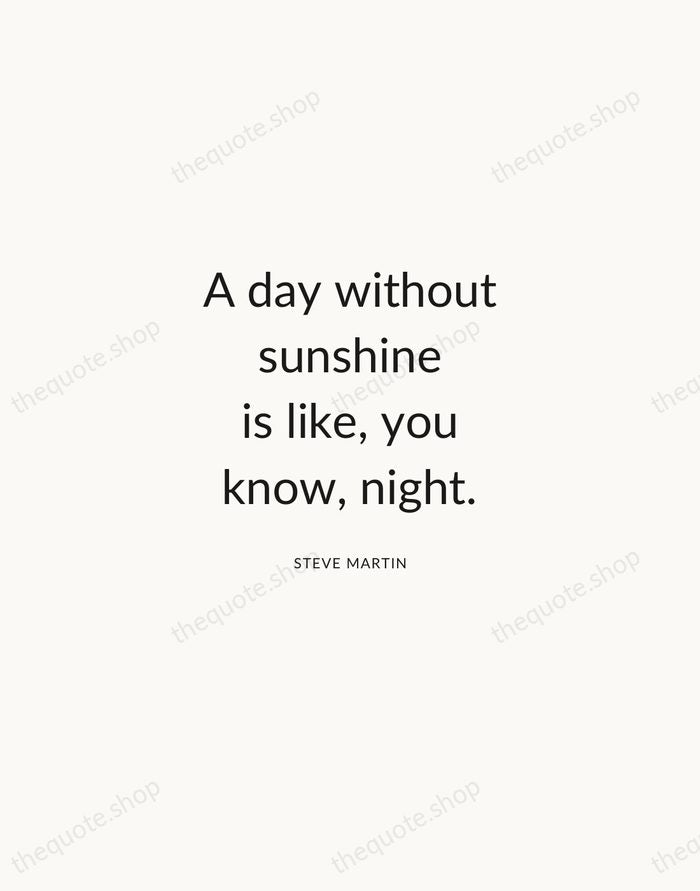 A day without sunshine is like, you know, night. — Steve Martin — Modern Sans Calm