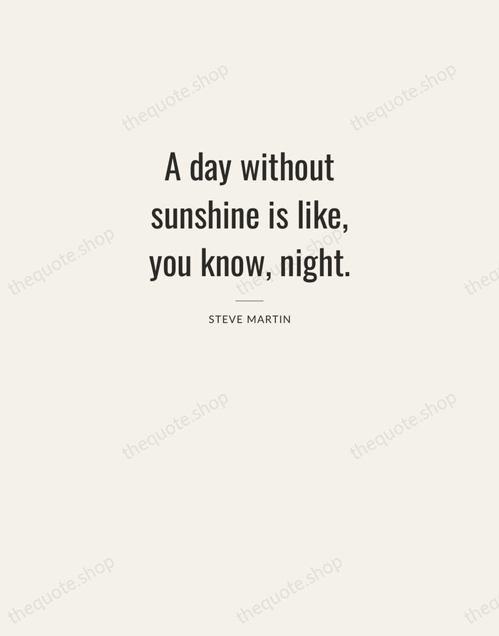 A day without sunshine is like, you know, night. — Steve Martin — Letterpress Caps
