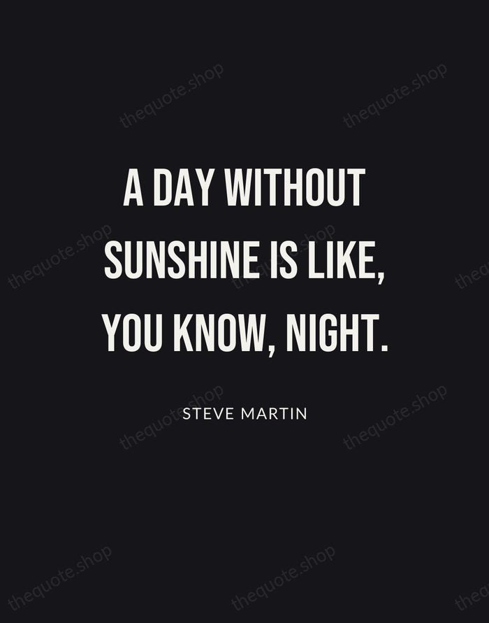 A day without sunshine is like, you know, night. — Steve Martin | Printable Wall Art — Poster Condensed