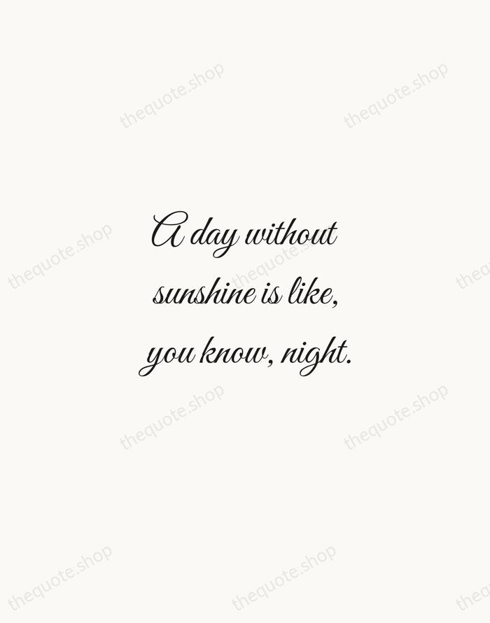 A day without sunshine is like, you know, night. — Steve Martin — Script Whisper