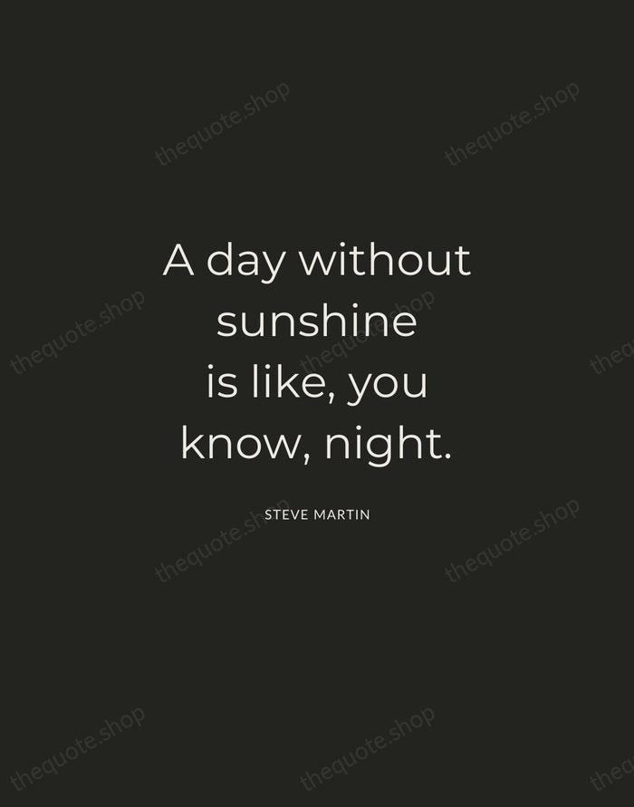 A day without sunshine is like, you know, night. — Steve Martin — Charcoal Sans