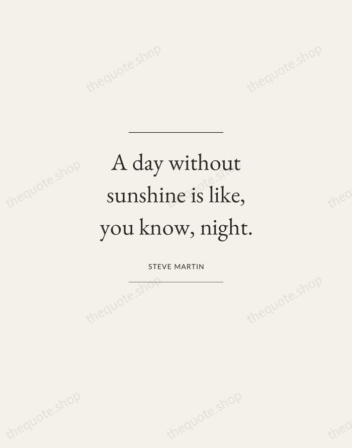 A day without sunshine is like, you know, night. — Steve Martin — Gallery Frame