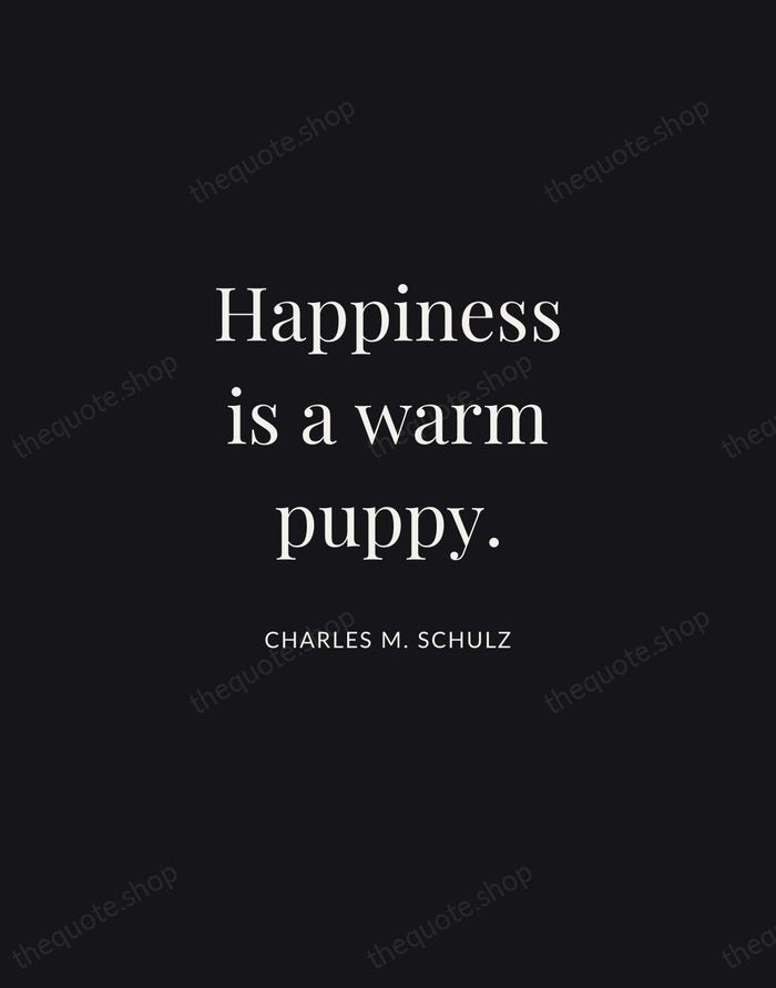 Happiness is a warm puppy. — Charles M. Schulz | Printable Wall Art — Midnight Serif