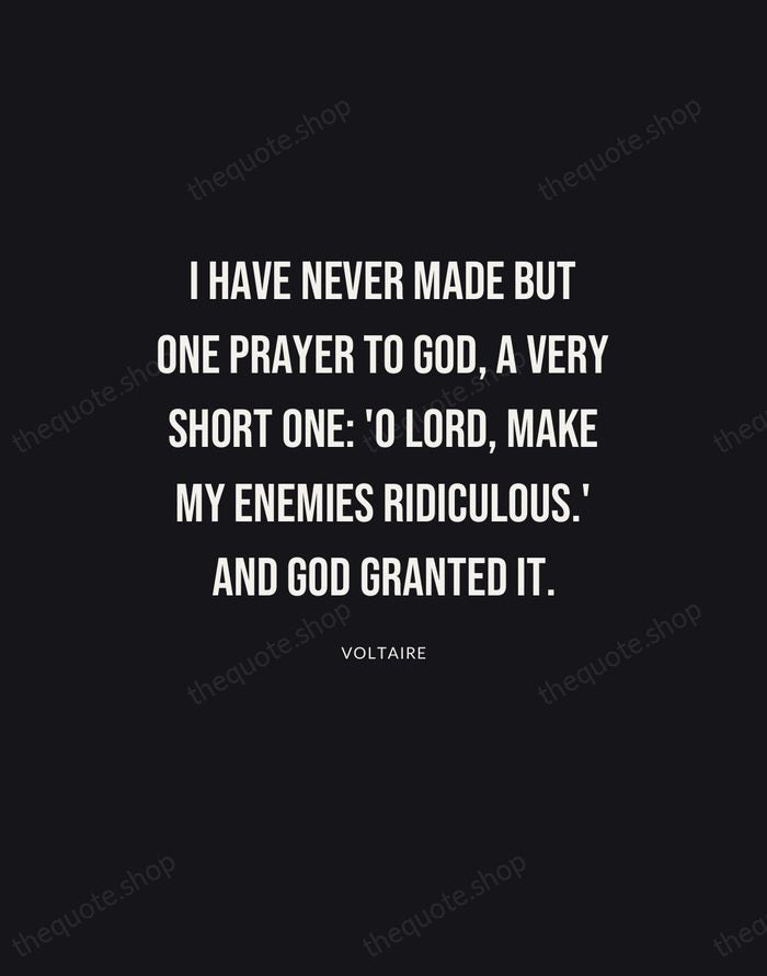 I have never made but one prayer to God, a very short… — Voltaire | Printable Wall Art — Poster Condensed