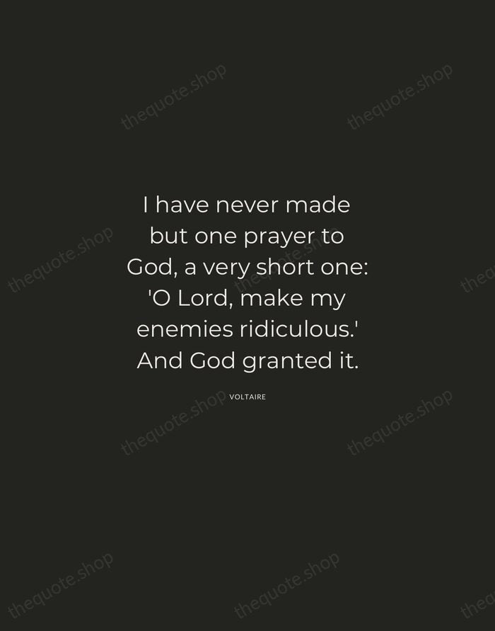 I have never made but one prayer to God, a very short… — Voltaire — Charcoal Sans