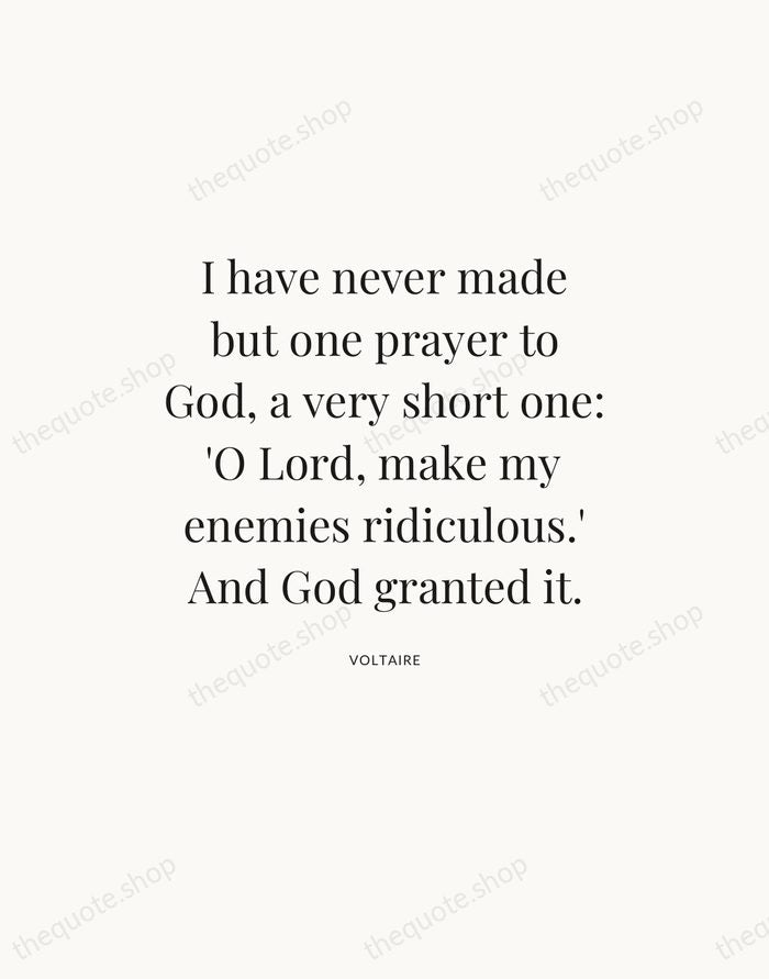 I have never made but one prayer to God, a very short… — Voltaire — Statement Serif