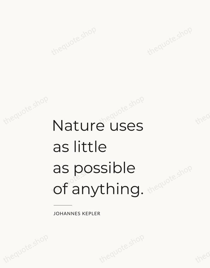 Nature uses as little as possible of anything. — Johannes Kepler — Studio Left