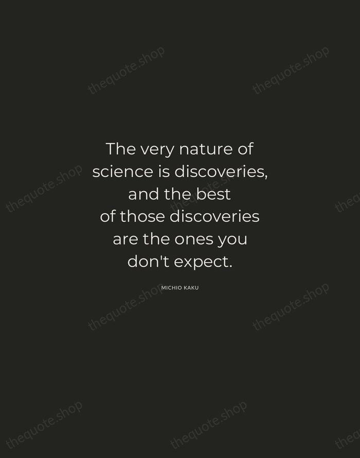 The very nature of science is discoveries, and the best of those… — Michio Kaku — Charcoal Sans