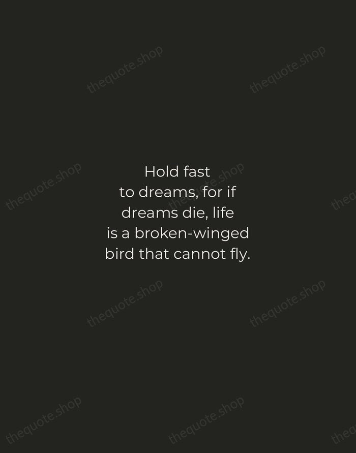 Hold fast to dreams, for if dreams die, life is a broken-winged… — Langston Hughes — Tracked Caps Unsigned