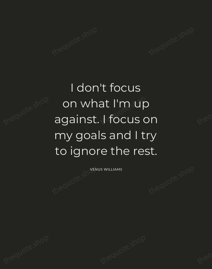 I don't focus on what I'm up against. I focus on my… — Venus Williams — Charcoal Sans