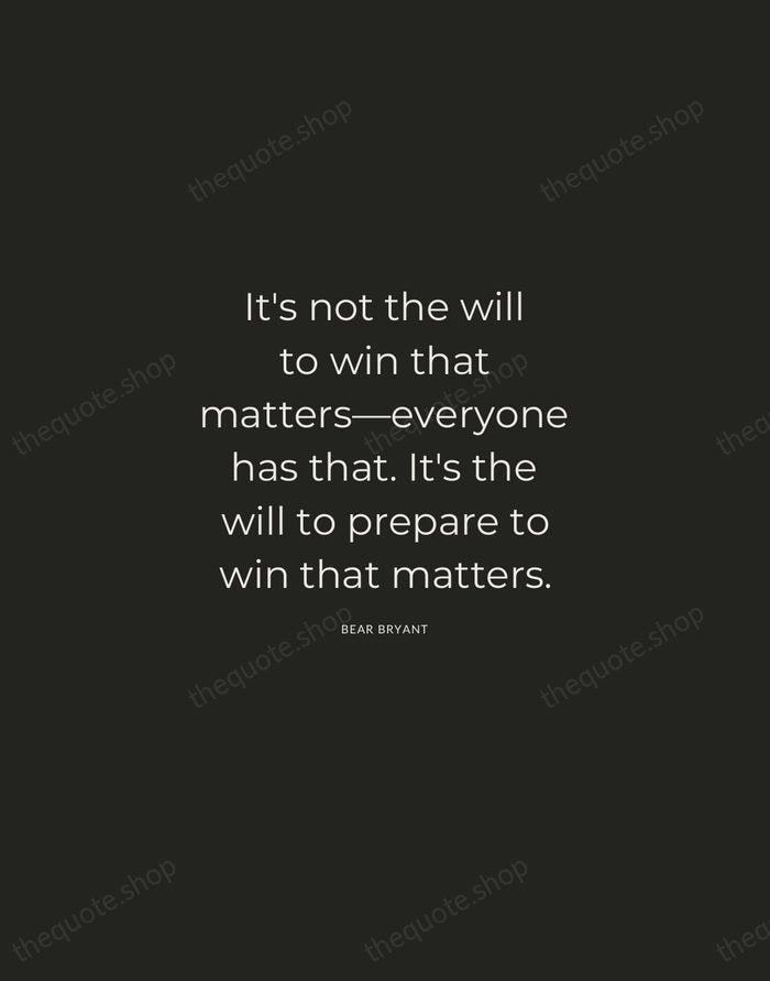 It's not the will to win that matters—everyone has that. It's the… — Bear Bryant — Charcoal Sans
