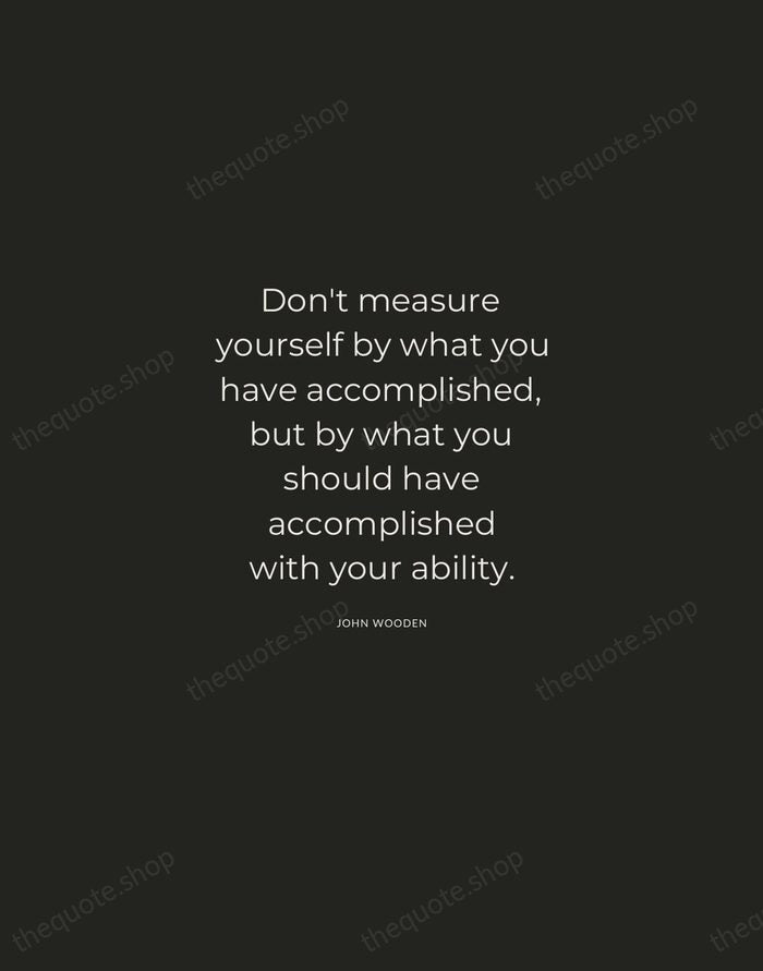 Don't measure yourself by what you have accomplished, but by what you… — John Wooden — Charcoal Sans
