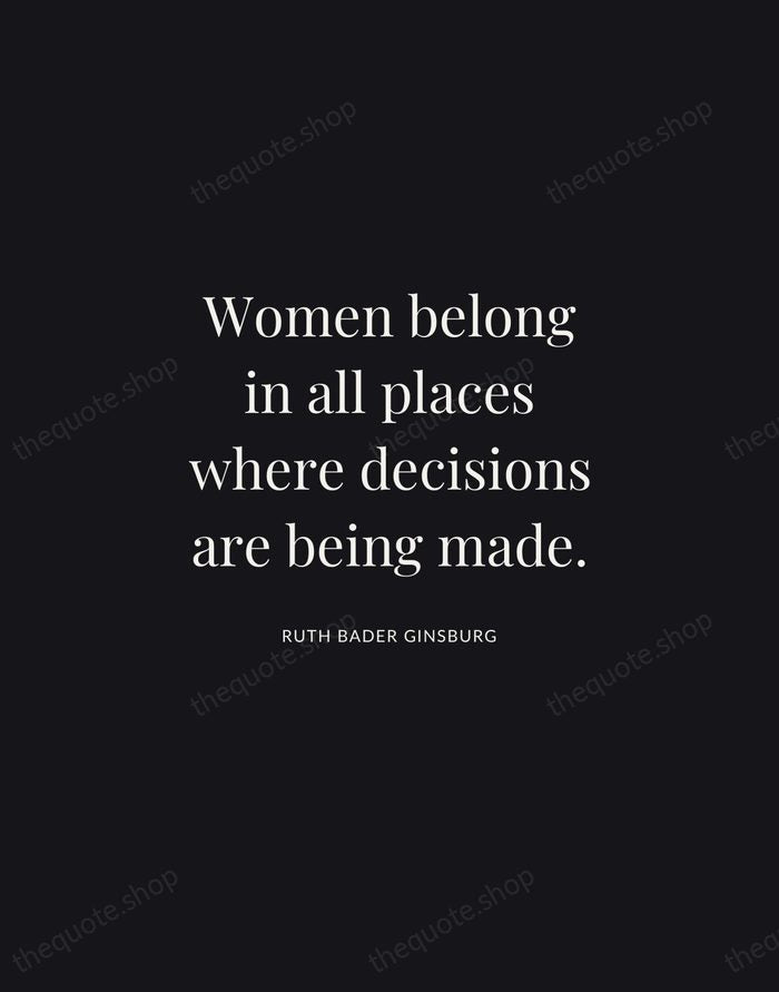 Women belong in all places where decisions are being made. — Ruth Bader Ginsburg | Printable Wall Art — Midnight Serif