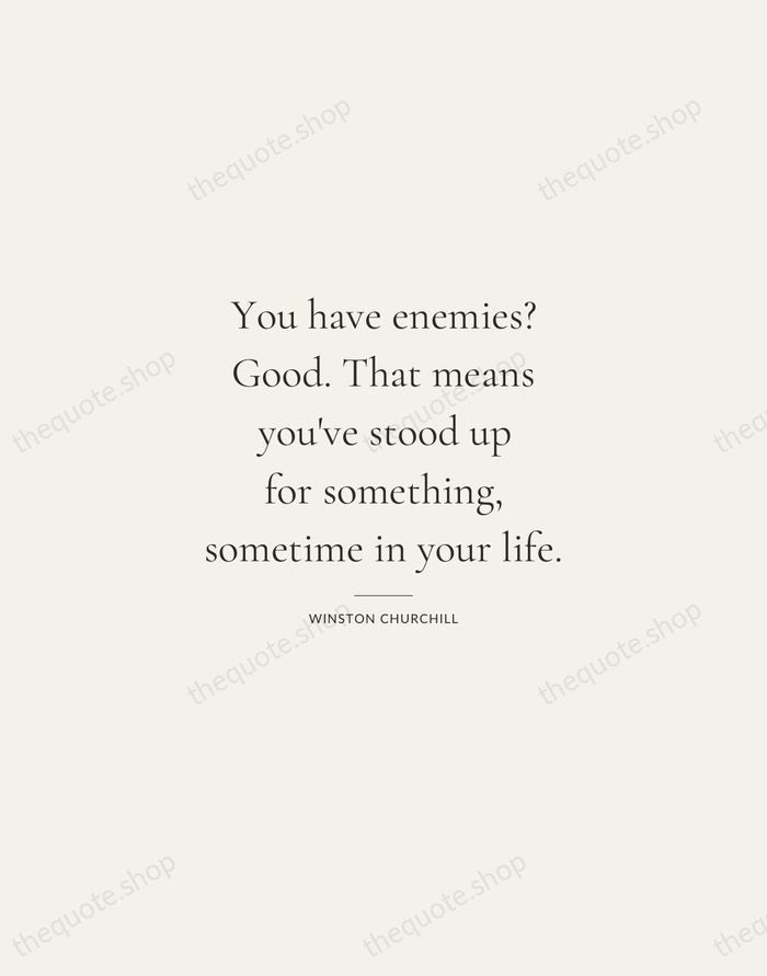 You have enemies? Good. That means you've stood up for something, sometime… — Winston Churchill — Gallery Rule
