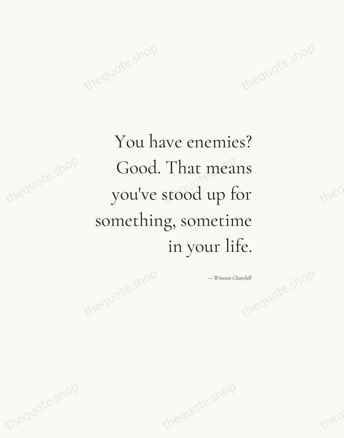 You have enemies? Good. That means you've stood up for something, sometime… — Winston Churchill — Soft Serif Right