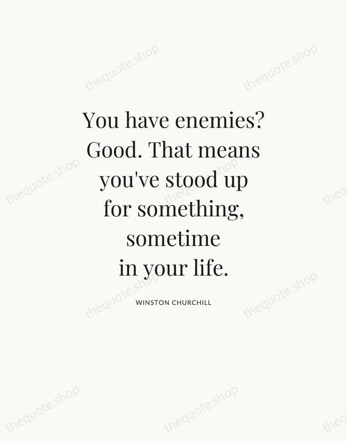 You have enemies? Good. That means you've stood up for something, sometime… — Winston Churchill — Statement Serif