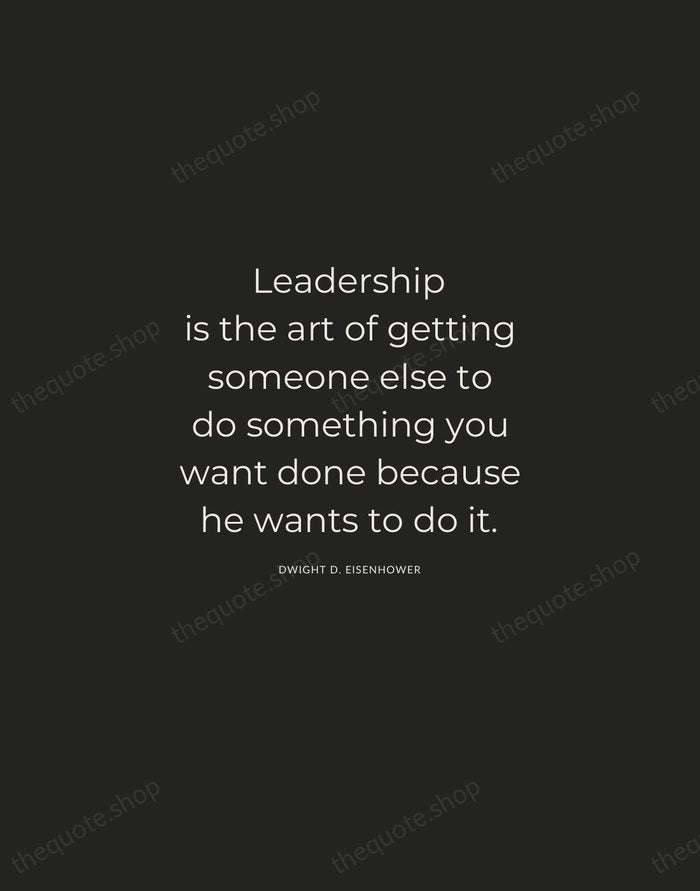 Leadership is the art of getting someone else to do something you… — Dwight D. Eisenhower — Charcoal Sans