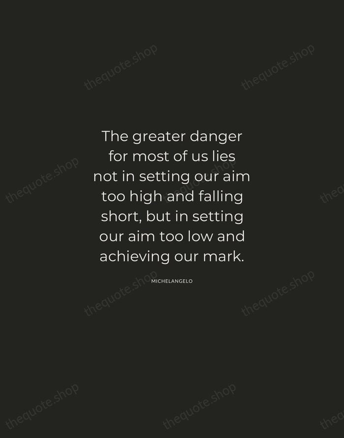 The greater danger for most of us lies not in setting our… — Michelangelo — Charcoal Sans