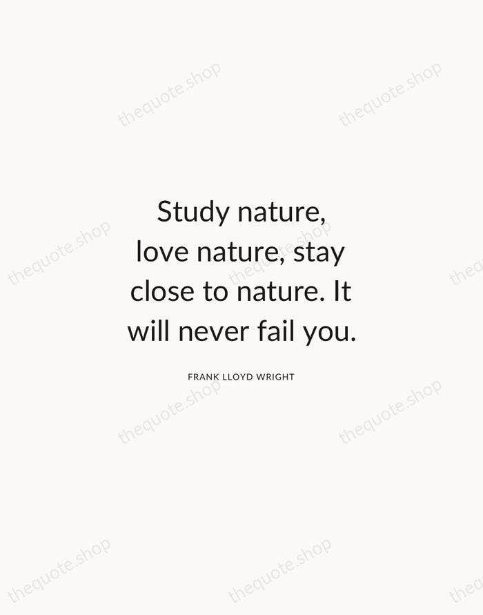 Study nature, love nature, stay close to nature. It will never fail… — Frank Lloyd Wright — Modern Sans Calm