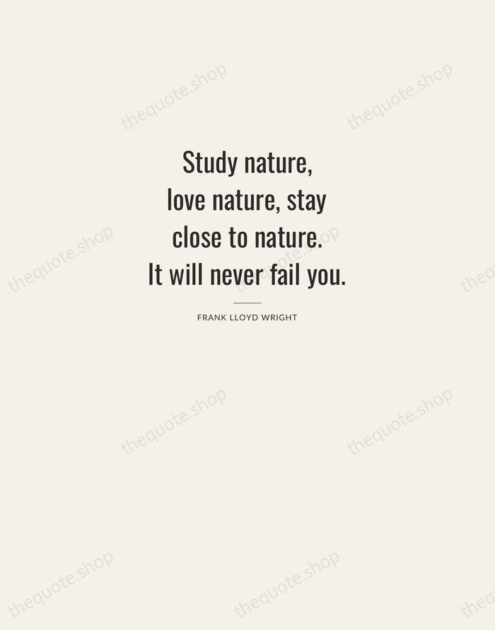 Study nature, love nature, stay close to nature. It will never fail… — Frank Lloyd Wright — Letterpress Caps