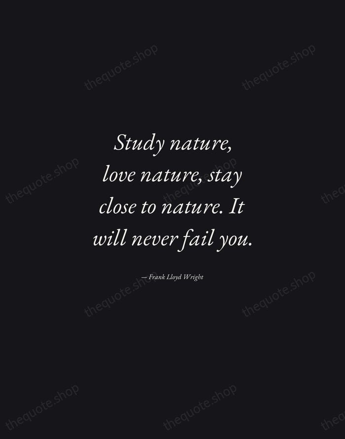 Study nature, love nature, stay close to nature. It will never fail… — Frank Lloyd Wright — Manuscript Italic