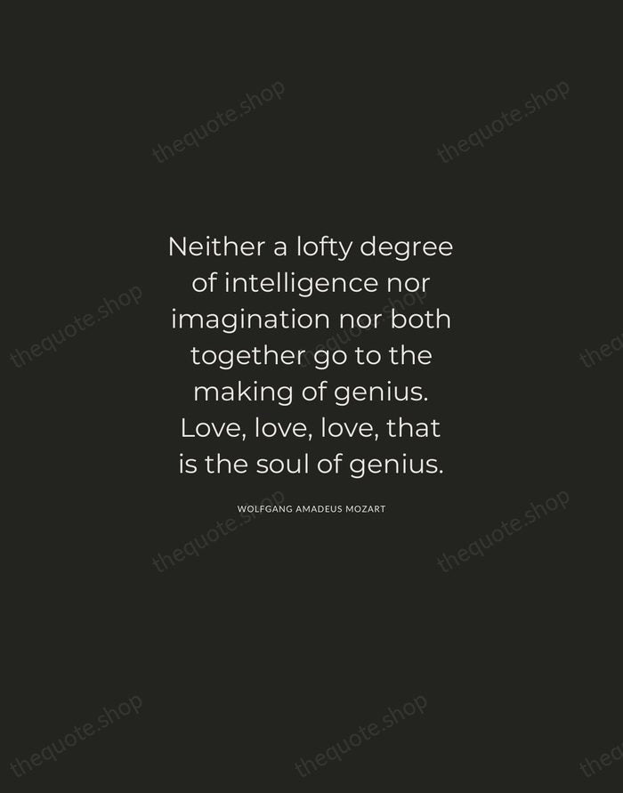Neither a lofty degree of intelligence nor imagination nor both together go… — Wolfgang Amadeus Mozart — Charcoal Sans