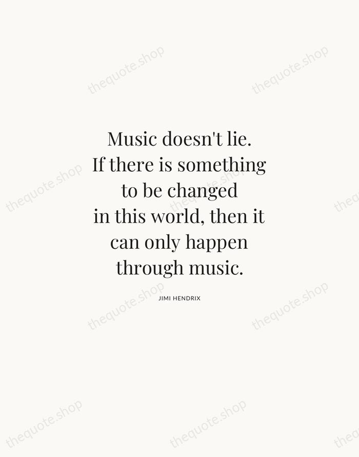 Music doesn't lie. If there is something to be changed in this… — Jimi Hendrix | Printable Wall Art — Atelier Serif