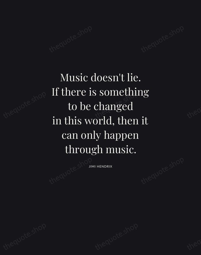 Music doesn't lie. If there is something to be changed in this… — Jimi Hendrix | Printable Wall Art — Midnight Serif