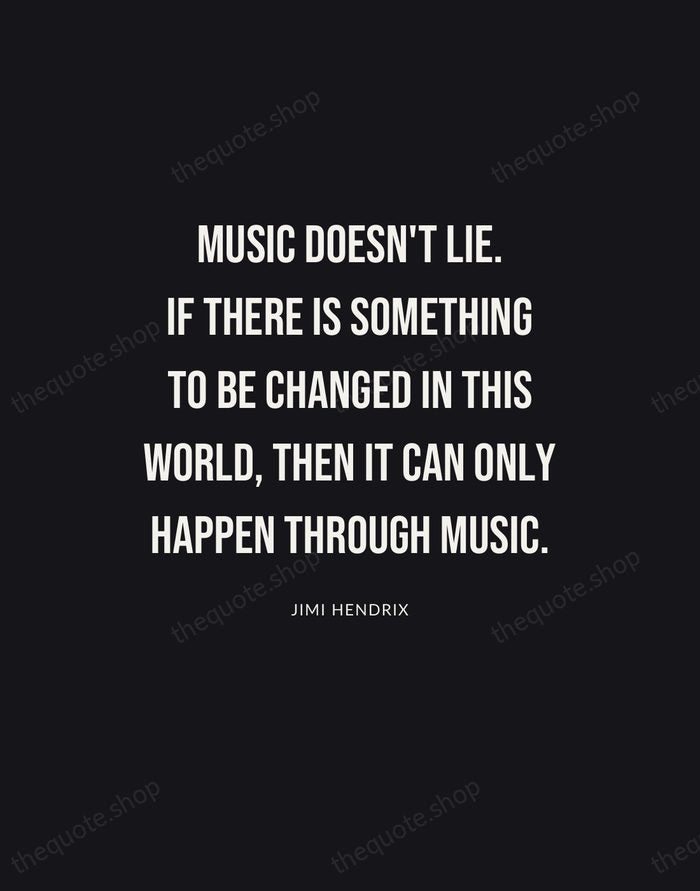 Music doesn't lie. If there is something to be changed in this… — Jimi Hendrix | Printable Wall Art — Poster Condensed