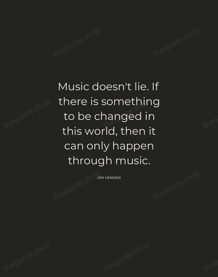 Music doesn't lie. If there is something to be changed in this… — Jimi Hendrix — Charcoal Sans