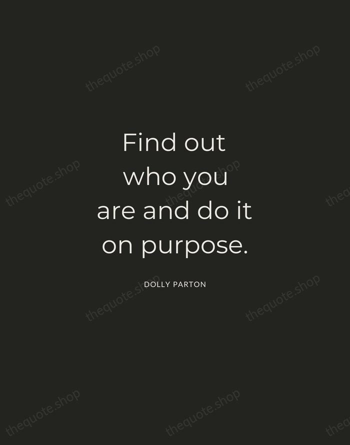 Find out who you are and do it on purpose. — Dolly Parton — Charcoal Sans