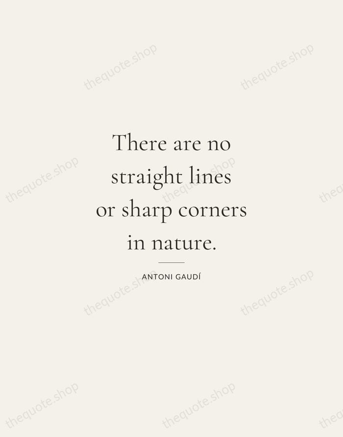 There are no straight lines or sharp corners in nature. — Antoni Gaudí — Gallery Rule