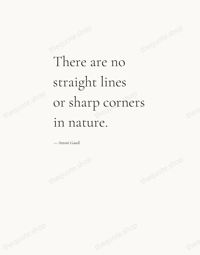 There are no straight lines or sharp corners in nature. — Antoni Gaudí — Editorial Left Serif