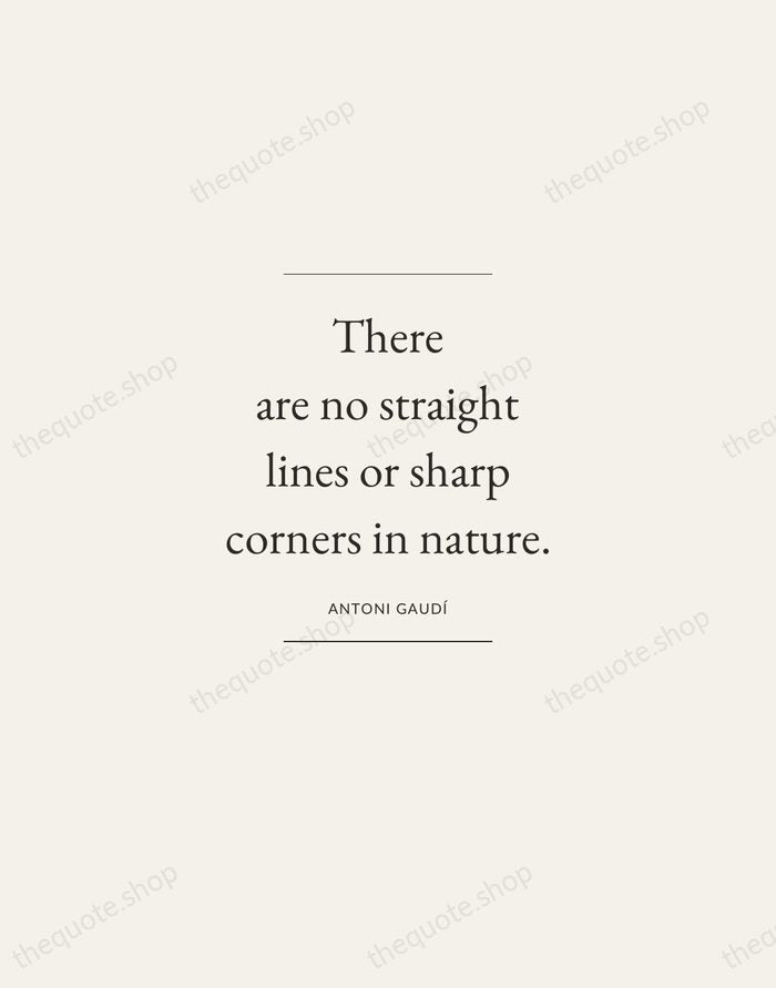 There are no straight lines or sharp corners in nature. — Antoni Gaudí — Gallery Frame