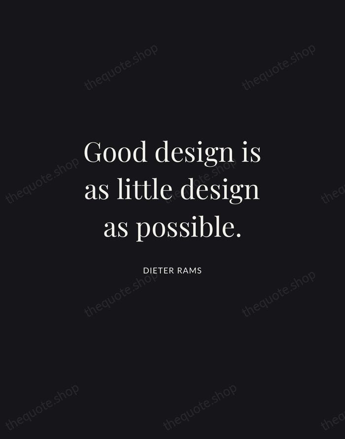 Good design is as little design as possible. — Dieter Rams | Printable Wall Art — Midnight Serif