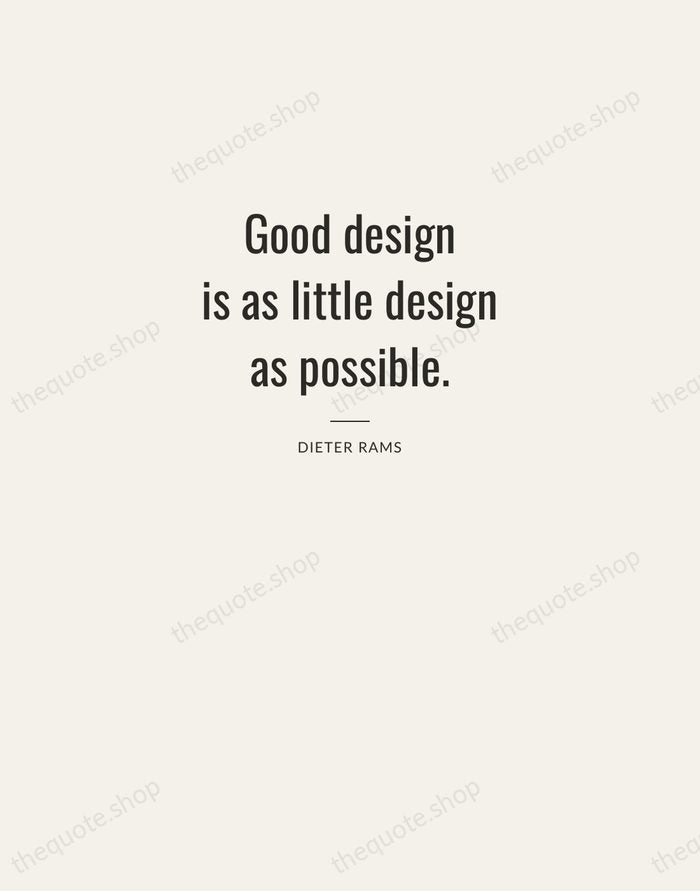 Good design is as little design as possible. — Dieter Rams — Letterpress Caps