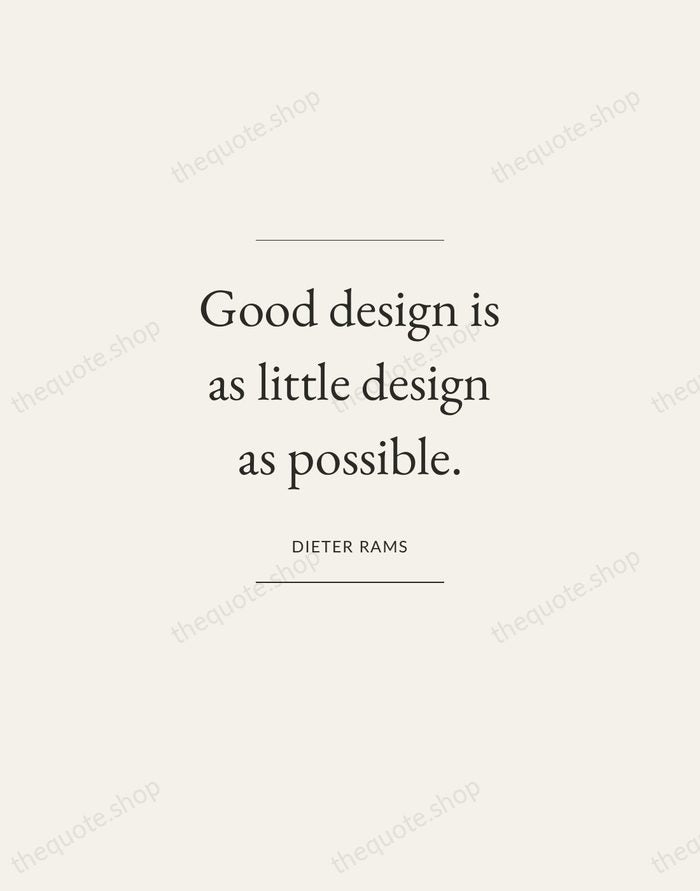 Good design is as little design as possible. — Dieter Rams — Gallery Frame