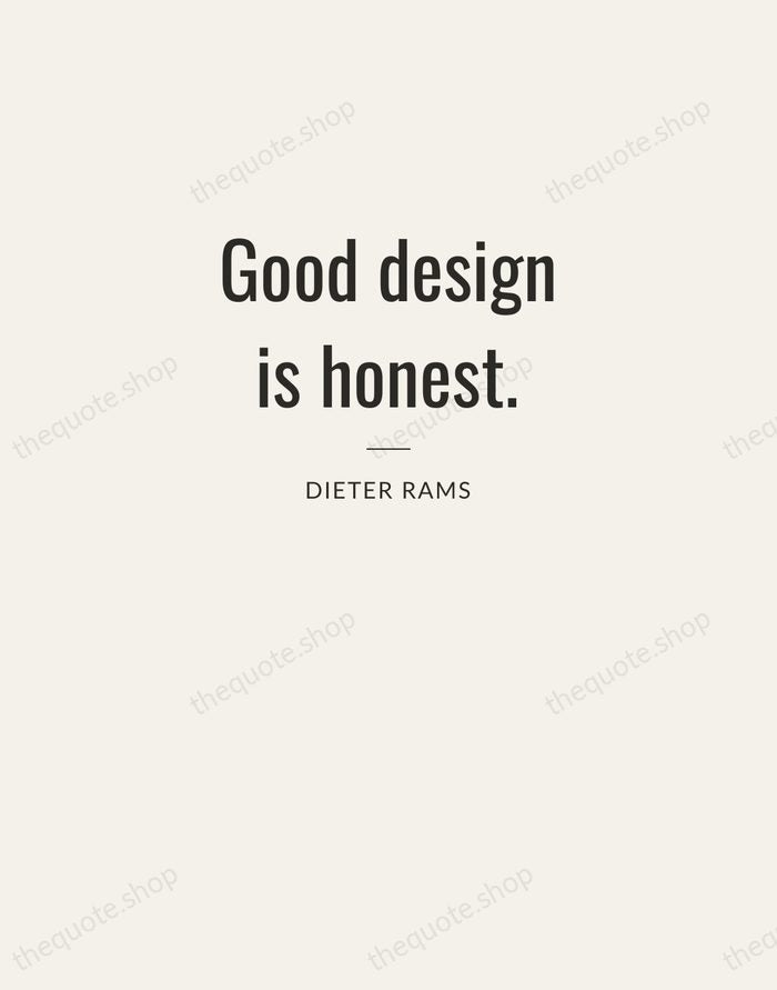 Good design is honest. — Dieter Rams — Letterpress Caps
