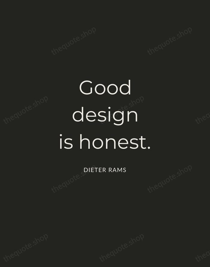 Good design is honest. — Dieter Rams — Charcoal Sans