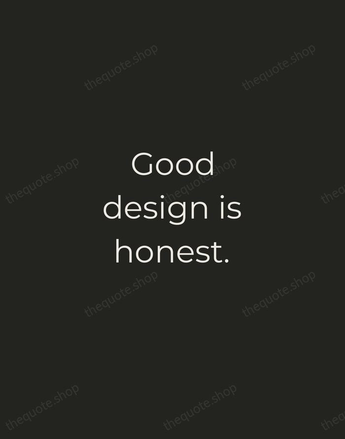 Good design is honest. — Dieter Rams — Tracked Caps Unsigned