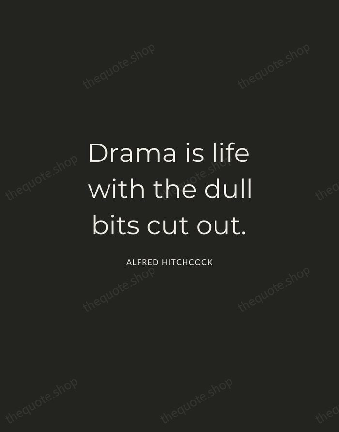 Drama is life with the dull bits cut out. — Alfred Hitchcock — Charcoal Sans